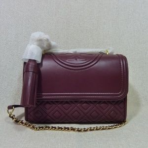 Tory Burch Small Claret Fleming Shoulder Bag